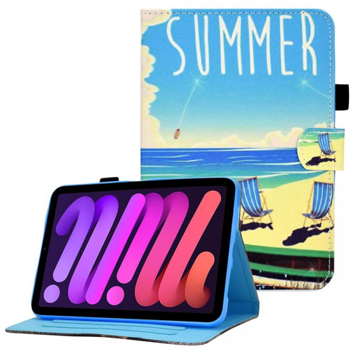 Other - Etui en PU ligne de couture avec support et porte-cartes plage d'été pour votre Apple iPad mini (2021) Other  - Accessoire Tablette