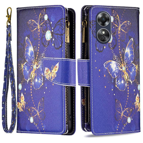 Other - Etui en PU magnétique, antichoc avec support et pochette zippée pour votre Oppo A17 4G - Papillons violets Other  - Coque, étui smartphone