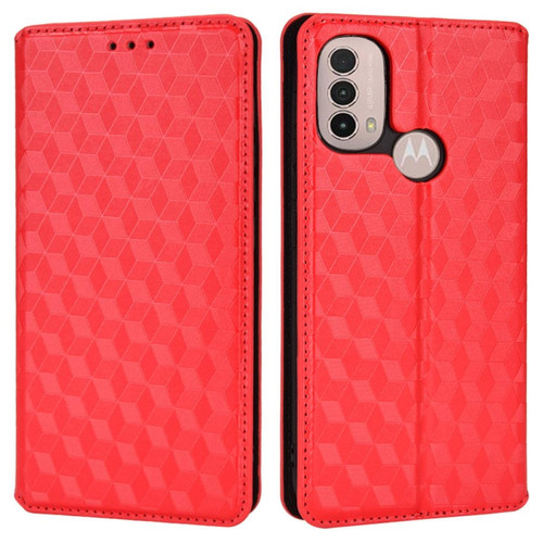 Other - Etui en PU magnétique auto-absorbé, motif losange avec support rouge pour votre Motorola Moto E40/E30/E20 Other  - Coque, étui smartphone