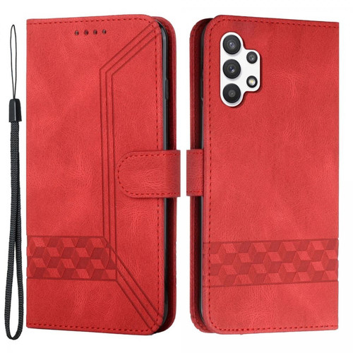 Other - Etui en PU matériau léger, antichoc, motif de losanges et de lignes rouge pour votre Samsung Galaxy A32 5G Other  - Coque, étui smartphone