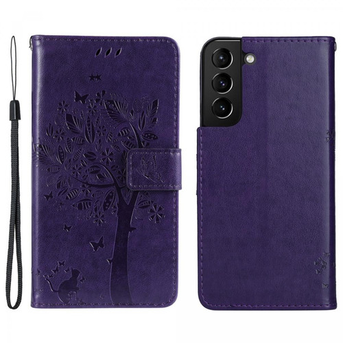 Other - Etui en PU motif chat et arbre, fermeture magnétique violet pour votre Samsung Galaxy S22 Plus Other - Accessoire Smartphone