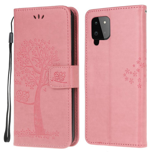 Other - Etui en PU Motif d'arbre hibou imprimé avec support rose pour votre Samsung Galaxy A22 4G (EU Version) Other  - Coque, étui smartphone