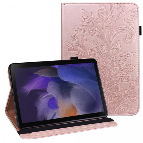 Other - Etui en PU motif de fleurs, fonction d'éveil/veille automatique avec porte-carte or rose pour votre Samsung Galaxy Tab A8 10.5 2021 Other  - Accessoire Tablette