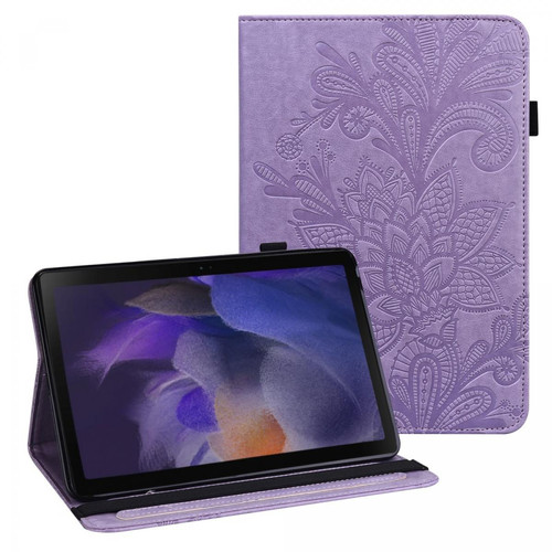 Other - Etui en PU motif de fleurs, fonction d'éveil/veille automatique avec porte-carte violet pour votre Samsung Galaxy Tab A8 10.5 2021 Other  - Accessoire Tablette
