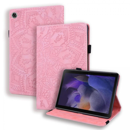 Other - Etui en PU motif de fleurs, résistant aux chocs avec support, porte-cartes et porte-stylo rose pour votre Samsung Galaxy Tab A8 10.5 (2021) Other  - Housse, étui tablette