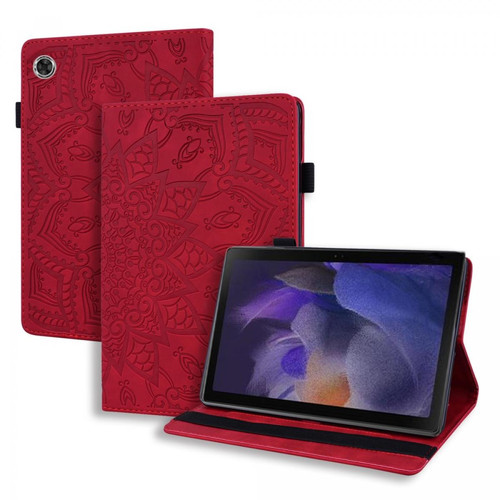 Other - Etui en PU motif de fleurs, résistant aux chocs avec support, porte-cartes et porte-stylo rouge pour votre Samsung Galaxy Tab A8 10.5 (2021) Other  - Housse, étui tablette