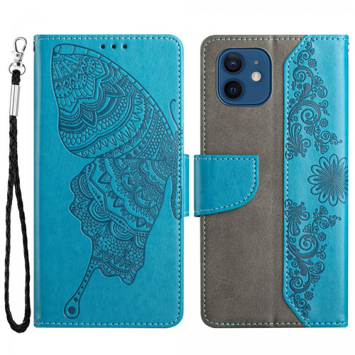 Other - Etui en PU motif de papillons et de fleurs bleu pour iPhone 12/12 Pro 6.1 pouces Other  - Coque, étui smartphone