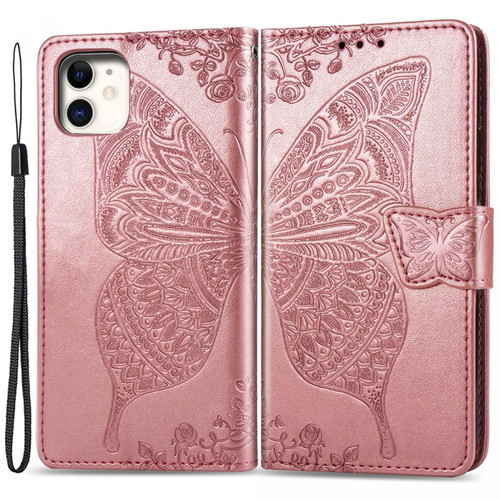 Other - Etui en PU motif de papillons et de fleurs or rose pour votre iPhone 12/12 Pro 6.1 pouces Other  - Coque, étui smartphone