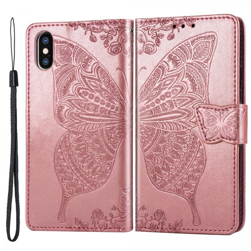 Other - Etui en PU motif de papillons et de fleurs or rose pour votre iPhone XS Max 6.5 pouces Other  - Accessoire Smartphone