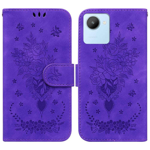 Other - Etui en PU motif de roses et de papillons avec support et sangle pour votre Realme C30 4G - violet - Accessoire Smartphone Realme