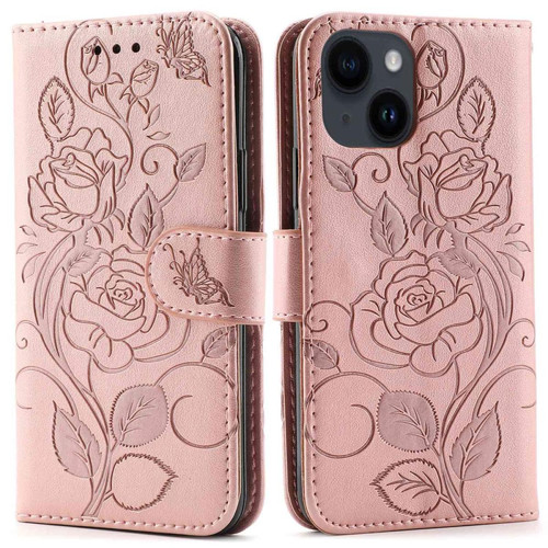 Other - Etui en PU motif de roses, fermoir magnétique, anti-chute avec support pour votre iPhone 14 Plus - or rose Other  - Coque iphone or