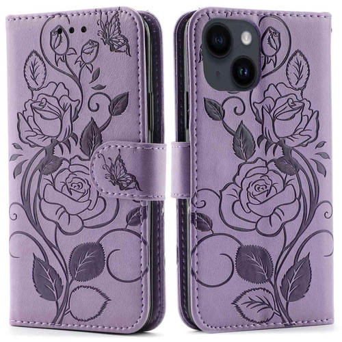 Other - Etui en PU motif de roses, fermoir magnétique, anti-chute avec support pour votre iPhone 14 Plus - violet clair Other  - Marchand Magunivers