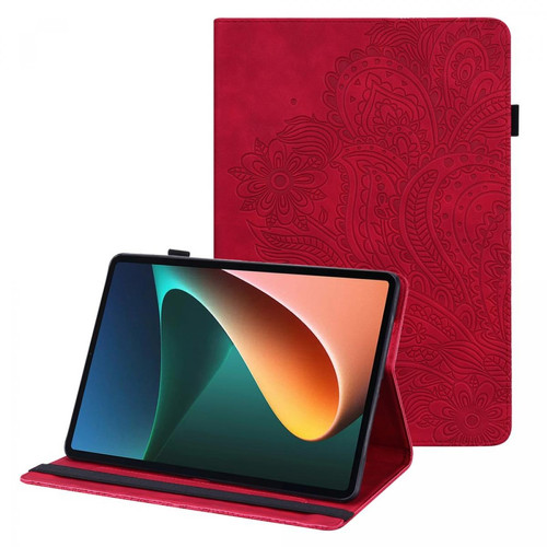 Other - Etui en PU motif fleur avec support et porte-cartes rouge pour votre Xiaomi Pad 5/Pad 5 Pro Other  - Accessoire Tablette
