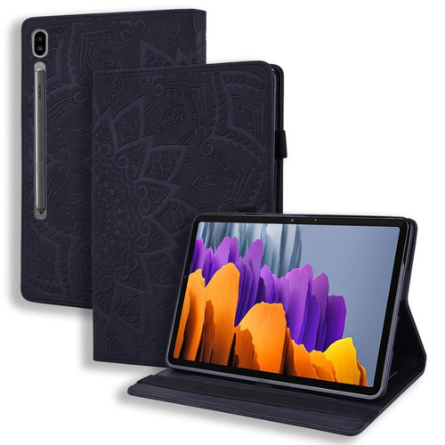 Other - Etui en PU motif fleurs avec support, porte-cartes et porte-stylo noir pour votre Samsung Galaxy Tab S7/S8 Other  - Accessoire Tablette