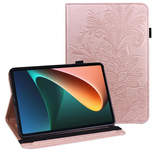 Other - Etui en PU motif fleurs avec support réglable or rose pour votre Xiaomi Pad 5/5 Pro Other  - Accessoire Tablette