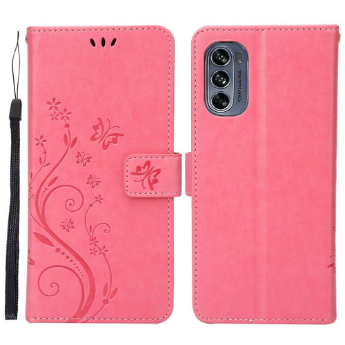 Other - Etui en PU motif fleurs et papillons avec support et sangle pour votre Motorola Moto G62 5G - rose Other  - Accessoire Smartphone