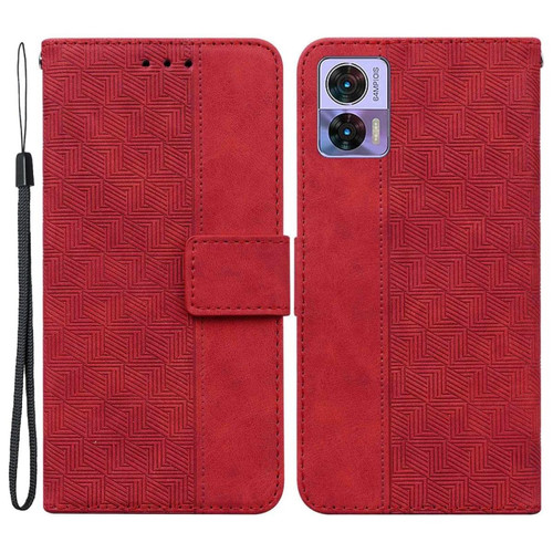 Other - Etui en PU motif géométrique, anti-chocs avec support et sangle pour votre Motorola Edge 30 Neo 5G - rouge Other  - Coque, étui smartphone