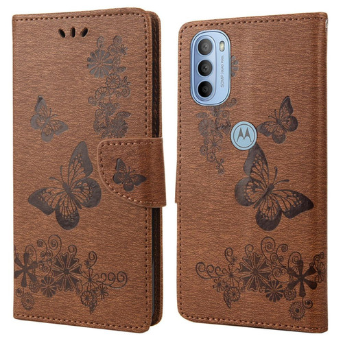 Other - Etui en PU motif gros papillons avec support marron pour votre Motorola Moto G51 5G Other  - Coque, étui smartphone