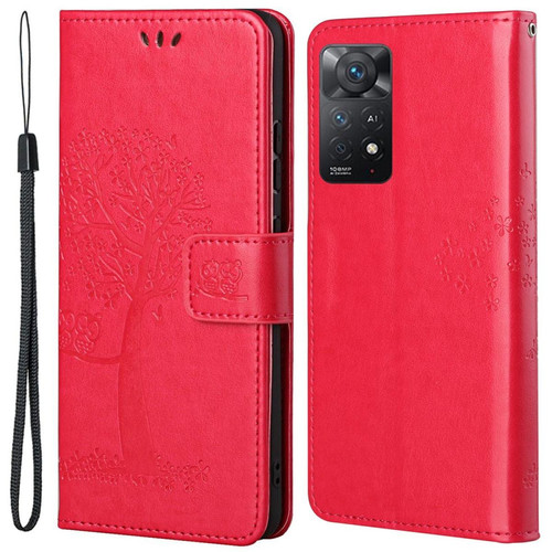 Other - Etui en PU motif hibou et arbre avec support, rouge pour votre Xiaomi Redmi Note 11 Pro 4G (MediaTek)/Note 11 Pro 5G (Qualcomm) Other  - Coque, étui smartphone