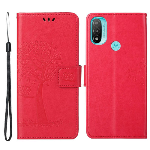 Other - Etui en PU motif hibou et arbre, fermoir aimanté rouge pour votre Motorola Moto E20/E30/E40 Other  - Aimant rouge
