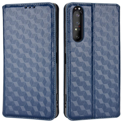 Other - Etui en PU motif losange, auto-absorbant magnétique avec support bleu pour votre Sony Xperia 1 II Other  - Coque, étui smartphone