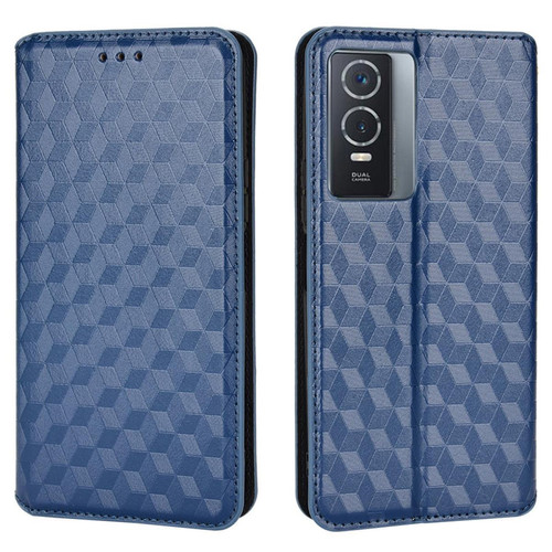 Other - Etui en PU motif losange, auto-fermeture magnétique avec support, bleu pour votre Vivo Y76 5G/Y76s 5G Other  - Accessoire Smartphone Vivo