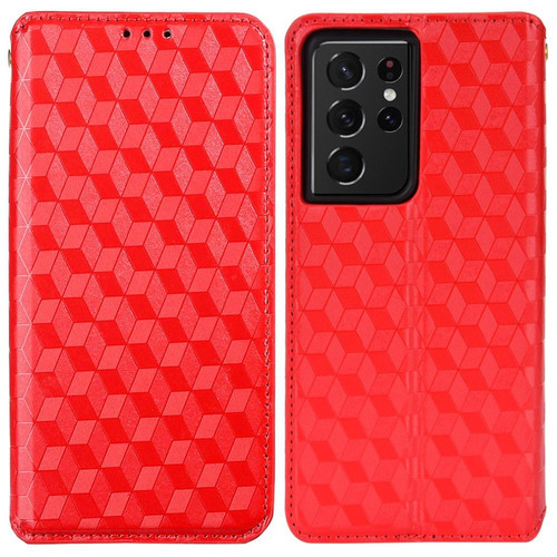 Other - Etui en PU motif losange avec support rouge pour votre Samsung Galaxy S21 Ultra 5G Other  - Coque, étui smartphone