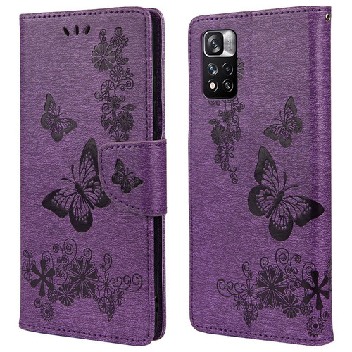 Other - Etui en PU motif papillon et fleur avec support violet pour votre Xiaomi Redmi Note 11 Pro Plus/Redmi Note 11 Pro Other  - Coque, étui smartphone