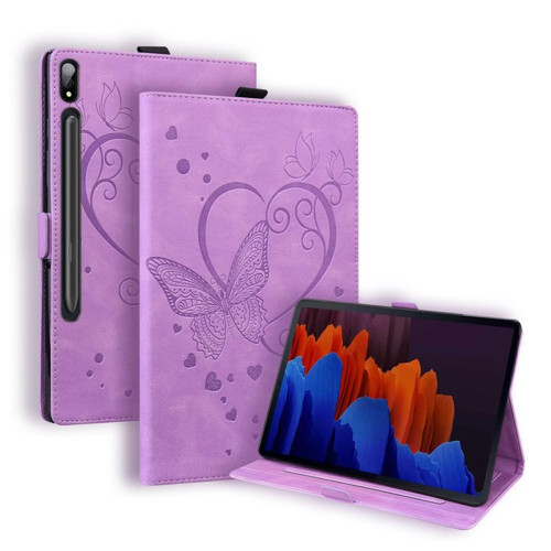 Other - Etui en PU motif papillon, léger avec support, porte-cartes et porte-stylo violet pour votre Samsung Galaxy Tab S7 Plus/Galaxy Tab S8 Plus Other  - Housse, étui tablette