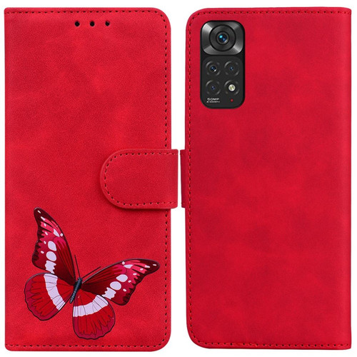 Other - Etui en PU motif papillon, magnétique, anti-chocs avec support, rouge pour votre Xiaomi Redmi Note 11S 4G/Redmi Note 11 4G (Qualcomm) Other  - Accessoires et consommables
