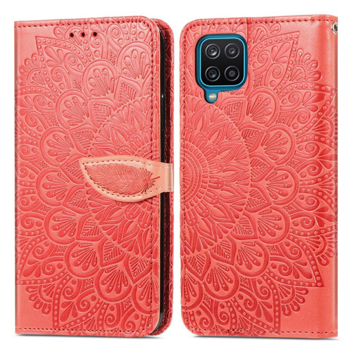 Other - Etui en PU motif plume avec support rouge pour votre Samsung Galaxy A12 Other  - Accessoire Smartphone