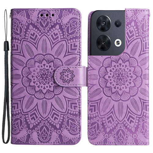 Other - Etui en PU motif tournesol, anti-rayures avec support et sangle pour votre Oppo Reno8 5G (Global Version) - violet Other  - Coque, étui smartphone