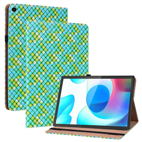 Coque, étui smartphone Other Etui en PU multi-couleurs, texture tissée, anti-chocs avec support et porte-cartes, vert pour votre Realme Pad