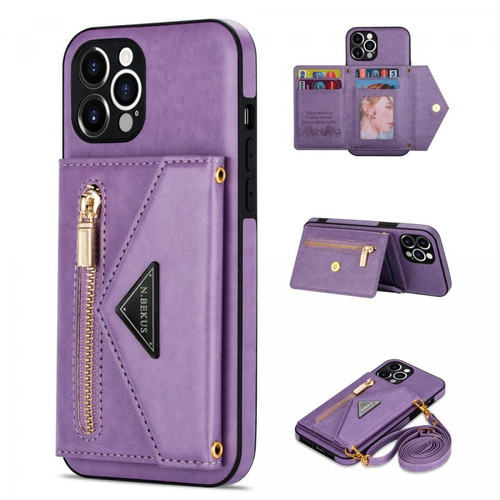 Other - Etui en PU N.BEKUS avec béquille et lanière violet pour votre iPhone 12 Pro Max 6.7 pouces Other - Coque, étui smartphone