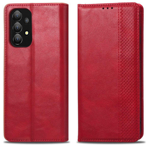 Other - Etui en PU style rétro, magnétique auto-absorbant, anti-rayures avec support rouge pour votre Samsung Galaxy A73 5G Other  - Coque, étui smartphone