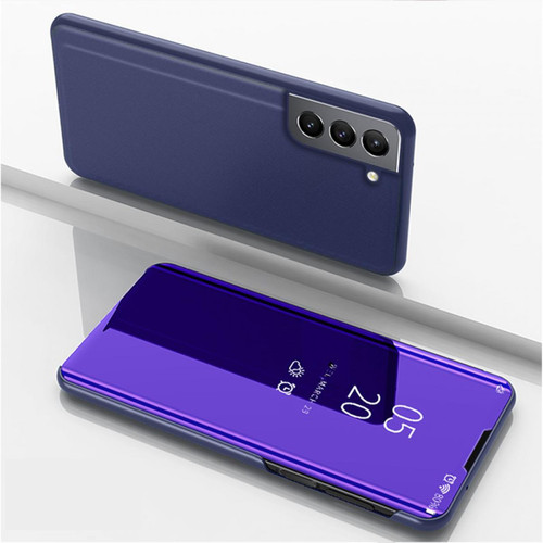 Other - Etui en PU Surface du miroir avec support et fenêtre de visualisation bleu foncé pour votre Samsung Galaxy S21 FE Other  - Accessoire Smartphone