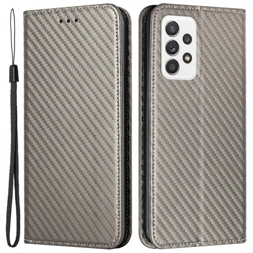 Other - Etui en PU texture en fibre de carbone, absorption magnétique avec support gris pour votre Samsung Galaxy A53 5G Other  - Coque, étui smartphone