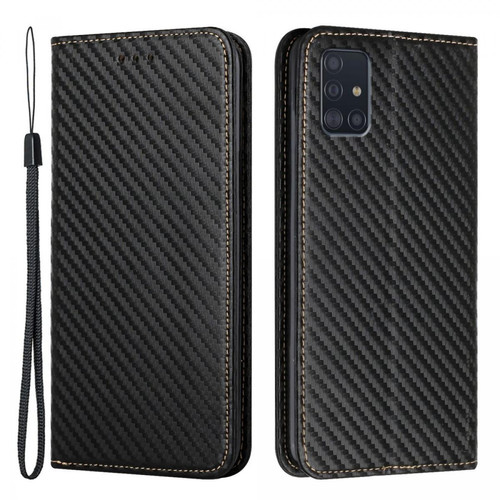 Other - Etui en PU texture en fibre de carbone, fermeture magnétique noir pour votre Samsung Galaxy A71 4G SM-A715 Other  - Accessoire Smartphone