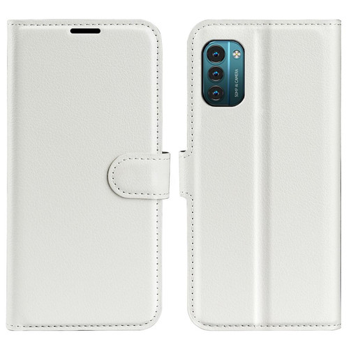 Coque, étui smartphone Other Etui en PU texture litchi avec support, blanc pour votre Nokia G11/G21