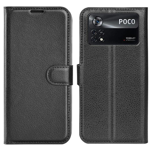 Other - Etui en PU texture litchi avec support, noir pour votre Xiaomi Poco X4 Pro 5G Other  - Accessoire Smartphone