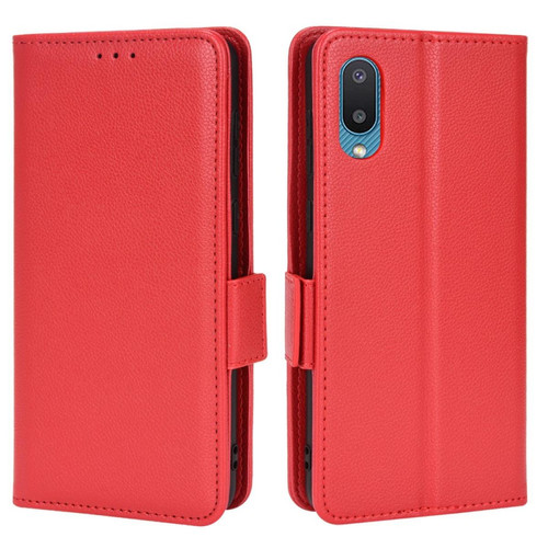 Other - Etui en PU texture litchi avec support rouge pour votre Samsung Galaxy A02 Other  - Samsung Galaxy A02
