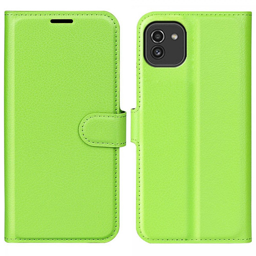 Other - Etui en PU texture litchi avec support vert pour votre Samsung Galaxy A03 (Global Version) (164.2x75.9x9.1mm) Other  - Accessoire Smartphone