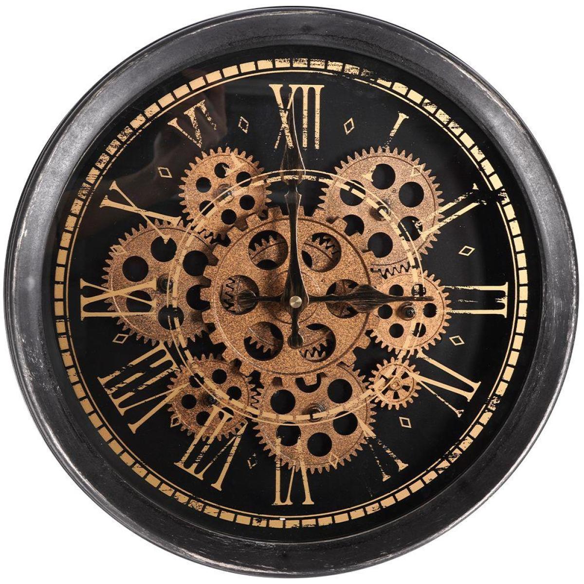 Horloges, pendules Other Horloge murale, ronde, engrenages mobiles or noir 35 cm