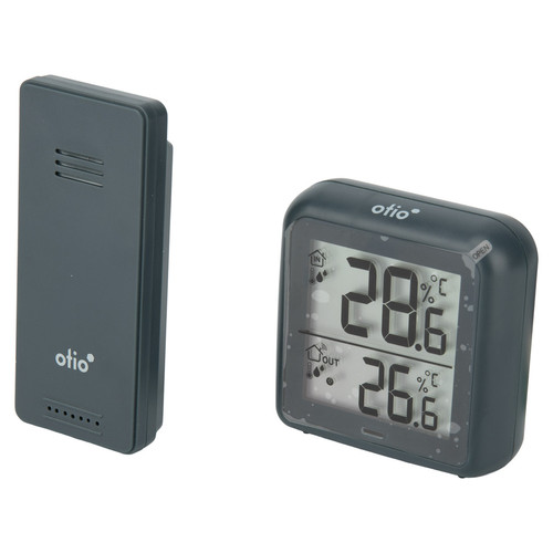 Otio Thermomètre – hygromètre avec capteur sans fil gris anthracite - Otio