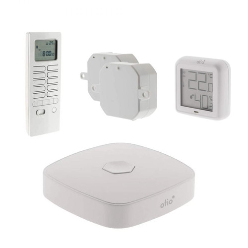 Box domotique et passerelle Otio Pack chauffage connecté OtioHome (1 thermomètre, 2 modules chauffage, 1 télécommande thermostat, 1 box)