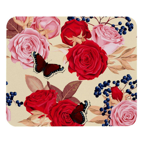 ownta - OWNTA Pink Red Rose Butterfly Modèle Tapis de bureau avec tapis de souris, fond en caoutchouc antidérapant imprimé, adapté au bureau et aux jeux ownta  - Nos Promotions et Ventes Flash