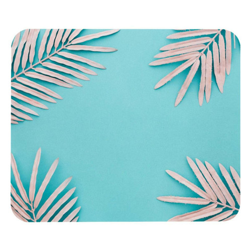 ownta - OWNTA Pink Palm Leaves on Blue Background Modèle Tapis de bureau avec tapis de souris, fond en caoutchouc antidérapant imprimé, adapté au bureau et aux jeux ownta  - Nos Promotions et Ventes Flash