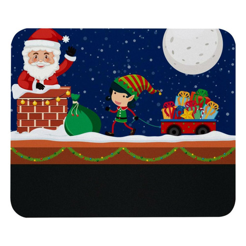 ownta - OWNTA Christmas Santa Giving Gift by Chimney Modèle Tapis de bureau avec tapis de souris, fond en caoutchouc antidérapant imprimé, adapté au bureau et aux jeux ownta - Tapis de souris