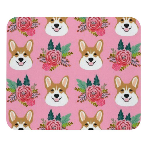ownta - OWNTA Cute Dog Corgi Pink Florals Modèle Tapis de bureau avec tapis de souris, fond en caoutchouc antidérapant imprimé, adapté au bureau et aux jeux ownta  - Tapis de souris