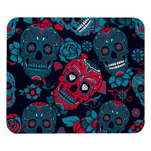 ownta - OWNTA Floral Skulls Skeleton Blue Red Modèle Tapis de bureau avec tapis de souris, fond en caoutchouc antidérapant imprimé, adapté au bureau et aux jeux ownta  - Tapis de souris